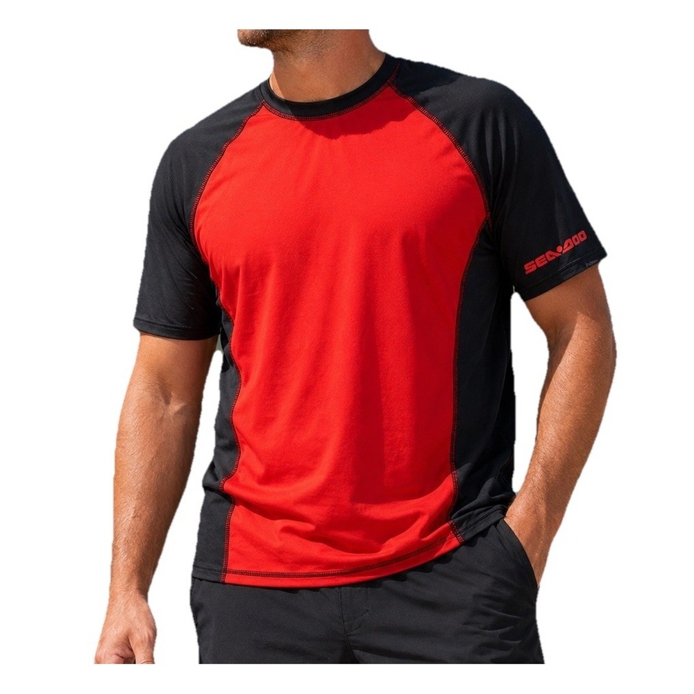 BRP Sea-Doo Rash Guard Shirt Men's Large Lava Red UV50 Water Sports NWT